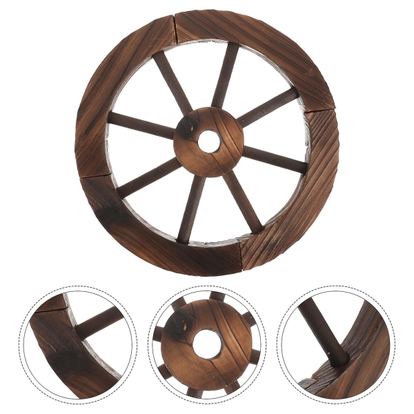 Dekoration af trævognshjul Vintage træhjul Ornament Dekorativt træhjul Håndværk Dekoration