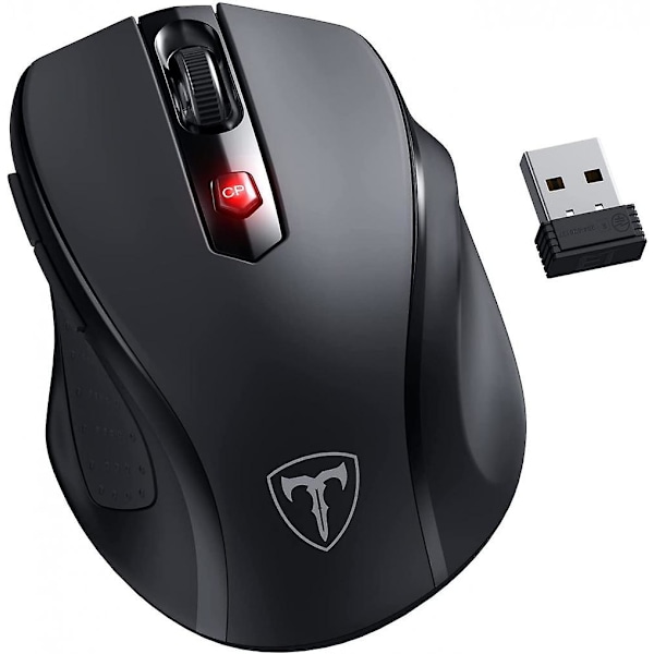 HOTWEEMS D-09 Trådlös Mus för Laptop - Ergonomisk Plus Dator USB Trådlös Mus, Ergo Grepp, Lightspeed 5-nivåer 2400 DPI, 16 Månader Batteri