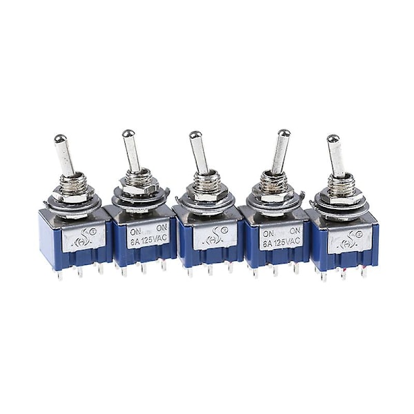 5kpl 6-nastainen vaihtokytkin 6A 125VAC 6-nastainen DPDT on-on mini vaihtokytkin uusi shytmv [DB] One Size