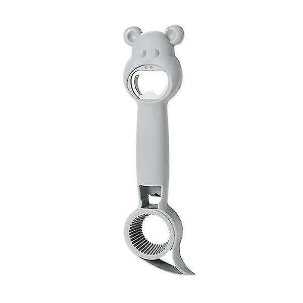 4 i 1 Flaskeåpner Multifunksjonell Krukkeboks Ølflaskeåpner Rustfritt Stål db Light grey