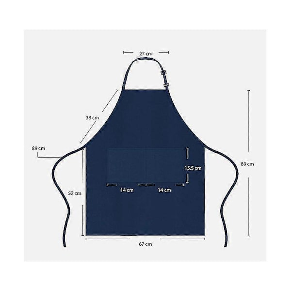Noir Utopia Kitchen 2-pack Justerbart Förkläde med Haklapp och 2 Fickor [DB]