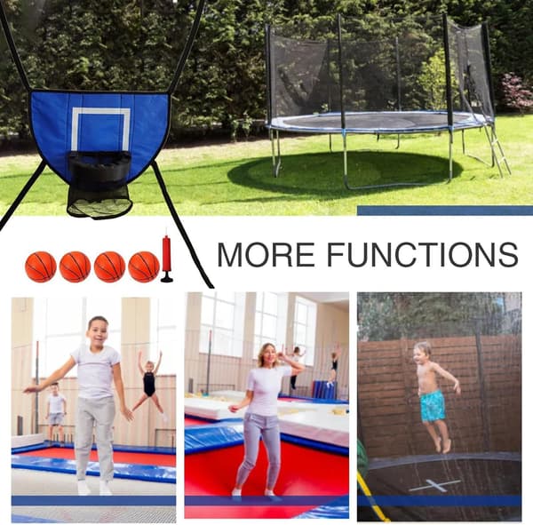 Trampolin basketkorg - med flexibel ram | Inkluderar 4 minibasketbollar och en luftpump (DB)