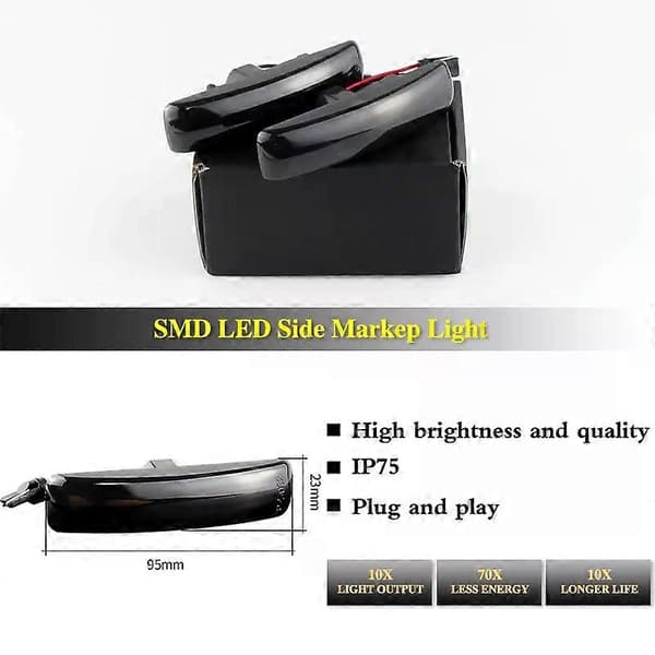 2 STK Repeater Blinklys Dynamisk Blinker LED Side Markeringslys Til Land Rover Freelander 2 Discovery 3 4 Rover Sport L320 [DB] Dynami(2PCS)