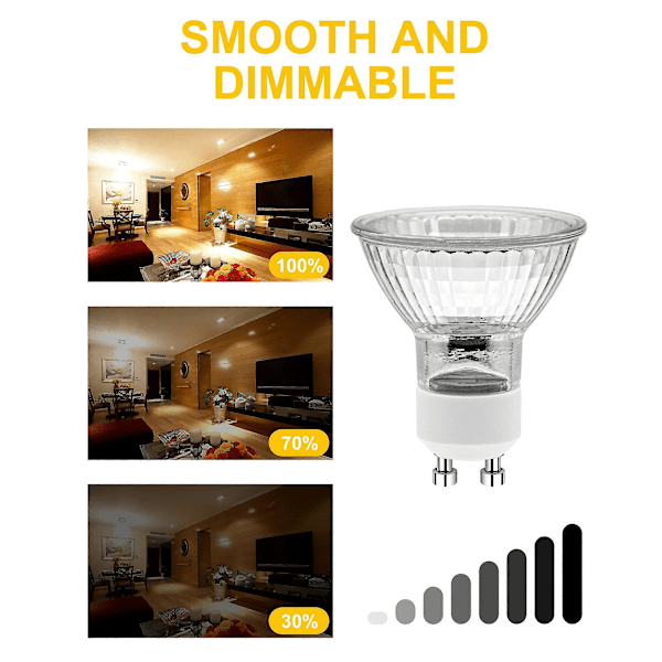 Gu10 halogenlampor - 6-pack spotlightlampor ac 230v 35w - 2700k varmvit [energiklass g] [DB]