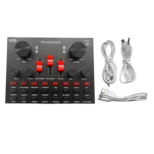 V8s Mikrofon Usb Genopladelig Dsp Ekstern Mixer Karaoke 3.5mm Interface Lydkort Bærbar Live Broadcast Stereo