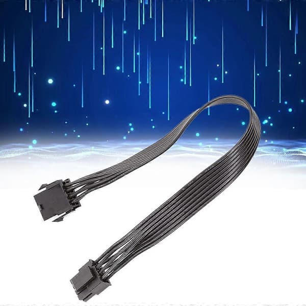 2 stk. computerkabel CPU 8Pin til 4+4 Pin strømforsynings forlængerkabel ledning sort 30 cm [DB] black