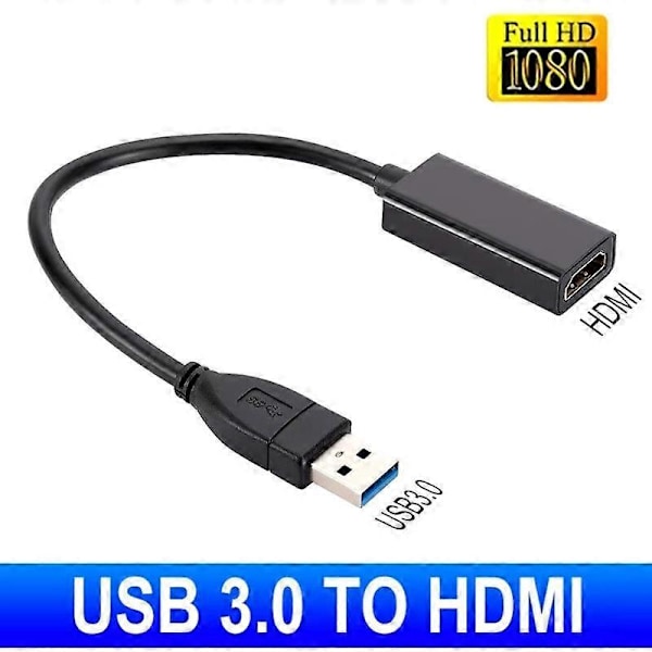 USB 3.0 till HDMI-kompatibel Adapter HD 1080P USB till HDMI-omvandlare Thunderbolt Extern Ljud Video Adapter Kabel för Laptop PC MacBook Sams [DB]