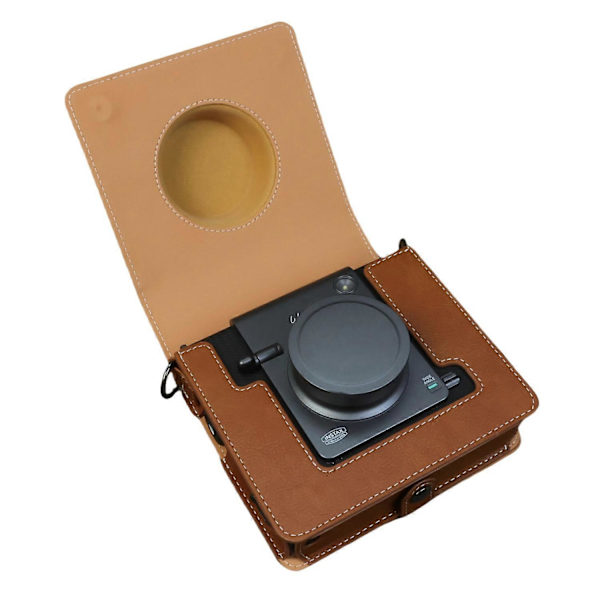 För Fujifilm Instax Wide Evo Kameraväska Portabelt PU Läder Skyddsfodral med Axelrem [DB] Multicolor Brown