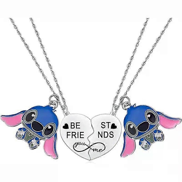 2 kpl Pariskunta Kaulakoru Uusi Disney Stitch Ruostumaton Teräs Hopea Ruusukulta Riipus Rakastavaiset Pariskunta Parhaat Ystävät Korut Lahjat [DB] a pair3