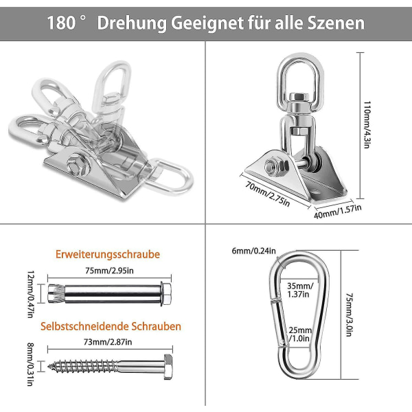 Krog 180 Swing, Rustfrit Stål Heavy-duty Loftsmontering Op Til 450 Kg [DB]