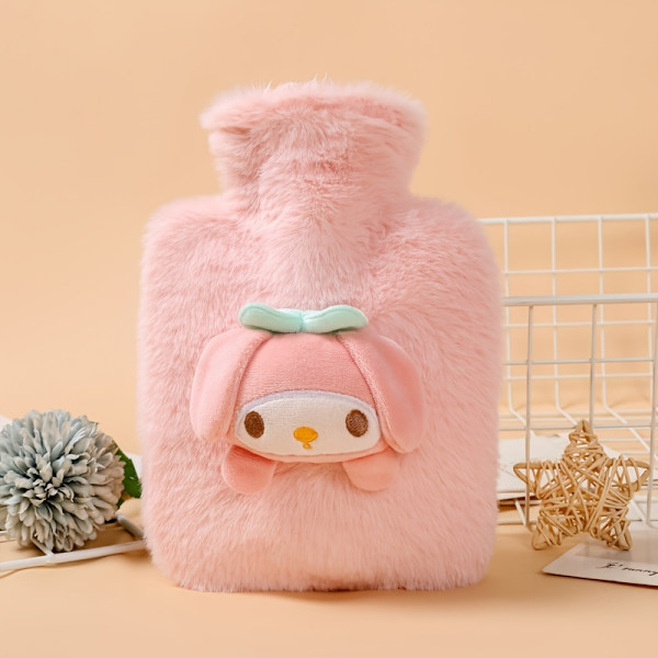 Sanrio Plussinen Lämpöpullo - Kuromi, My Melody & Cinnamoroll Kuosit | Suuri, Paksuuntunut Käteensuojain Mukavuutta Varten{db} Melody