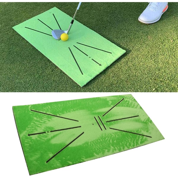 Golfsvingmåtte, 12 x 24 tommer golfslags trænings-hjælpetæppesæt, bærbart træningsudstyr