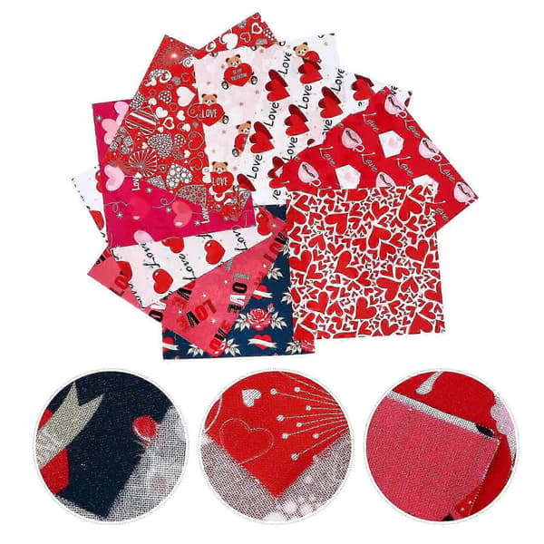 Valentinsdag Patchwork Stof DIY Håndværksstofsæt til Syning 30 Ark