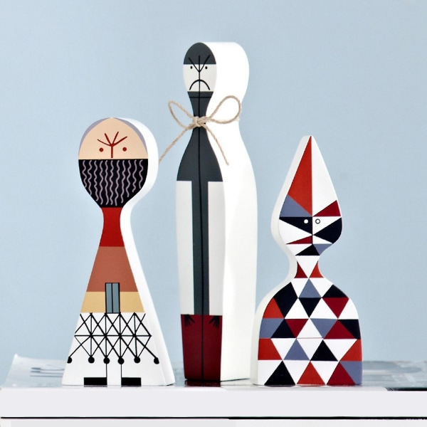 Modernit abstraktit puiset nuket maalatut perhekäsityöt koristeet baby lelut kodin koriste-malli 3 kpl