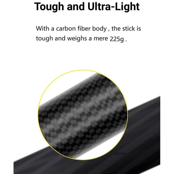 Ultralang Carbon Fiber Invisible Selfie Stick Justerbar forlængerstang til X2 / One R / Selfie Sti [XC] black