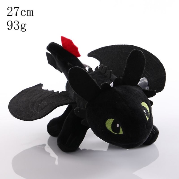 Toothless Plyschleksak Anime Hur Man Tränar Din Drake 3 Night Fury Plysch Toothless Gosedjur Leksak För Barn Gåvor DB Black 27cm