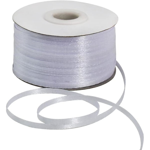 3 mm X 180 m hvid satinbåndspole: Dobbelt vævet polyesterstofbånd til håndværk og dekorationer
