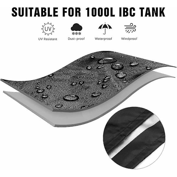 IBC-säiliön kansi, pressukankaasta, 1000 litran IBC-säiliölle, 116 x 100 x 120 cm, vesisäiliön kansi, UV-suojattu, vedenpitävä (musta) [DB]
