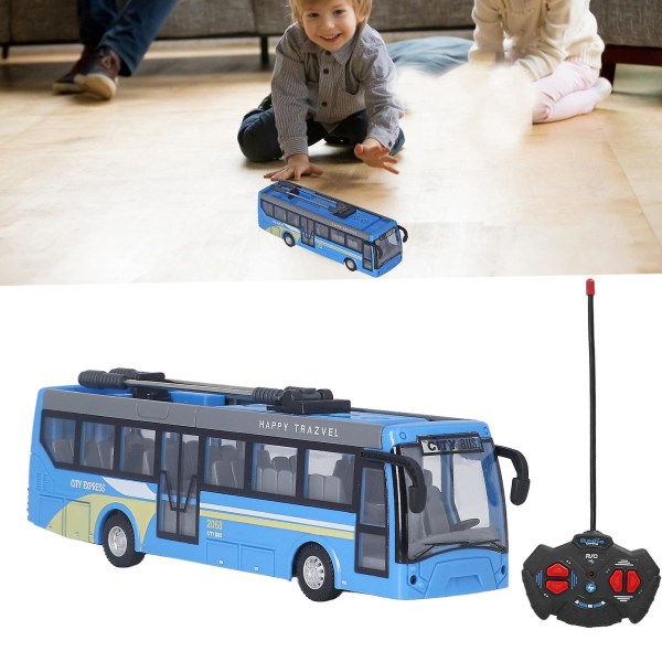 Fjärrkontroll Buss Hög Simulering Alla riktningar Körning Uppladdningsbar Rc Skolbuss För Barn db Blue