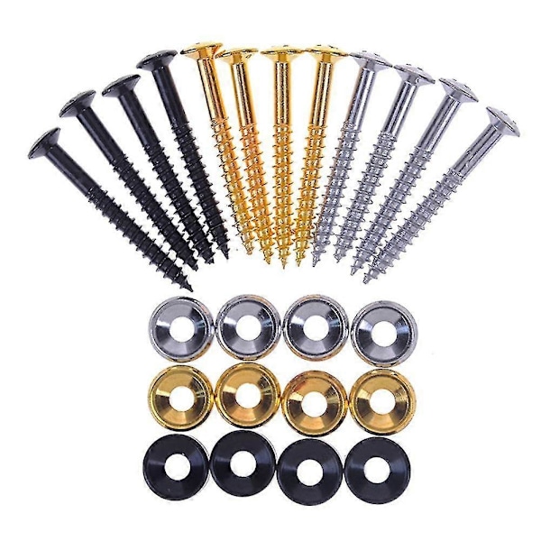 4 STK Gitarhals Koblingsforinger Sett Gitarhals Monteringsskruer Bass Ferrules Foringer med Muttere [db] gold
