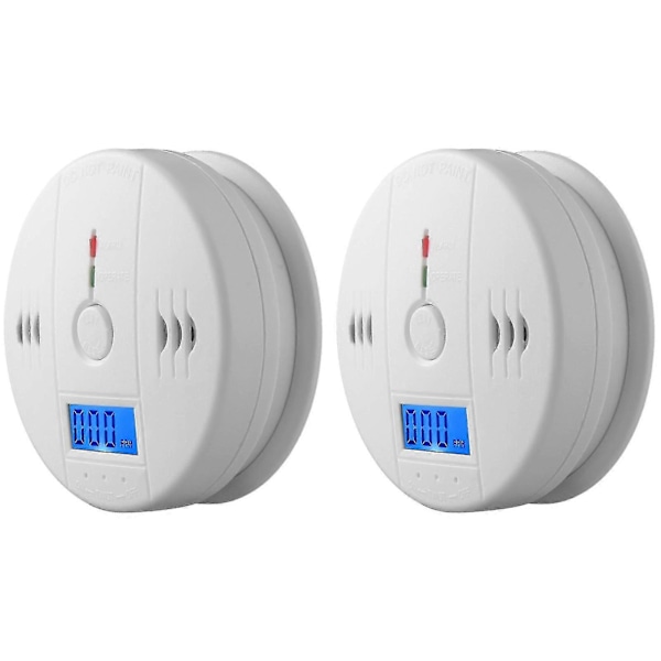 2 pak røgdetektor og kuliltealarm med LCD-display a-yuhao [DB]