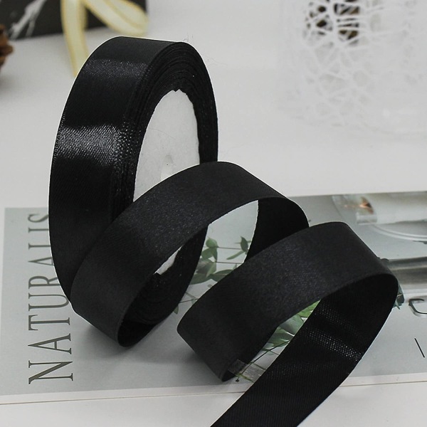 22 m svart satinband 20 mm - bröllop, presentförpackning, fest