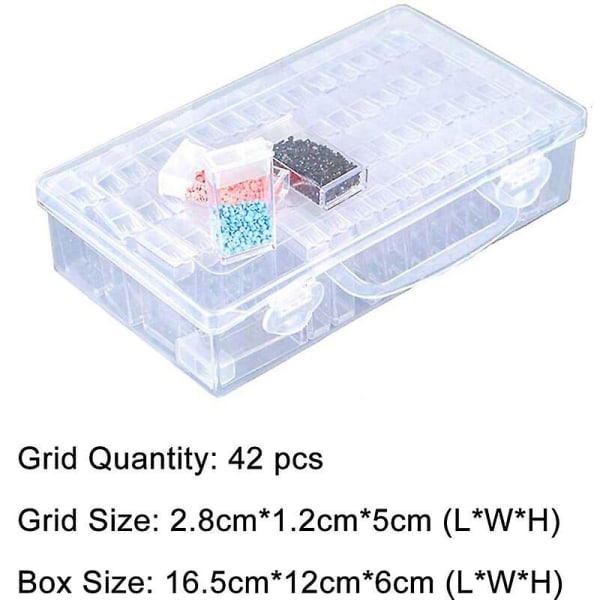 42 rutnät transparent låda diy handgjord pärlad diamantmålning glasförvaringslåda