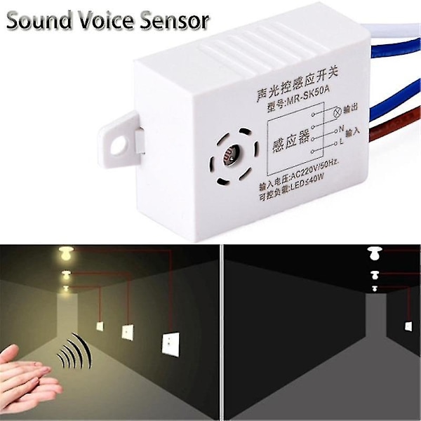 220v Ljudrörelsesensor - intelligent automatisk på/av-ljusströmbrytare {DB}