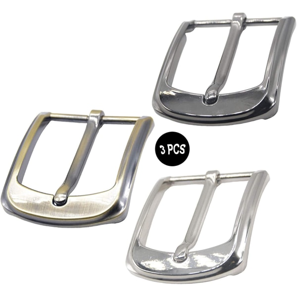 3-pakke rustfritt stål, rektangulær legering, beltespenner med enkelt stift Enkelt beltespenner av metall