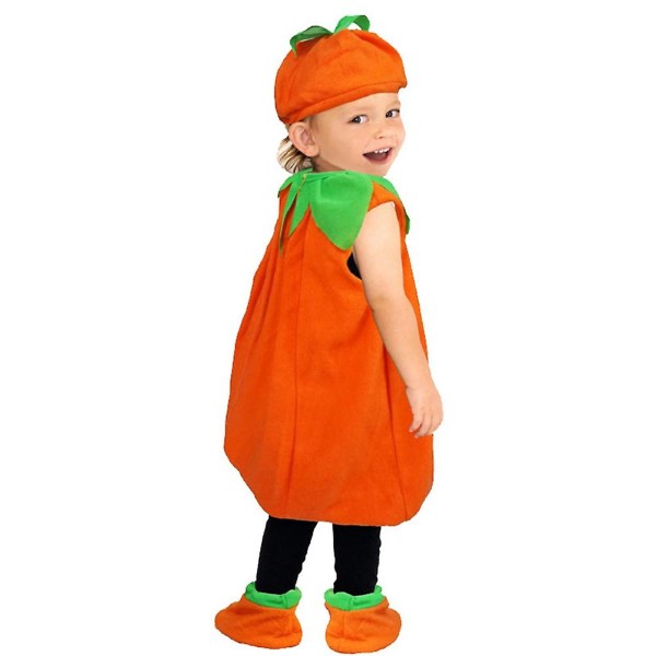 Børn Børn Halloween Græskar Kostume Med Hat Cosplay Til Baby Pige Dreng Scene Festtøj 100 cm