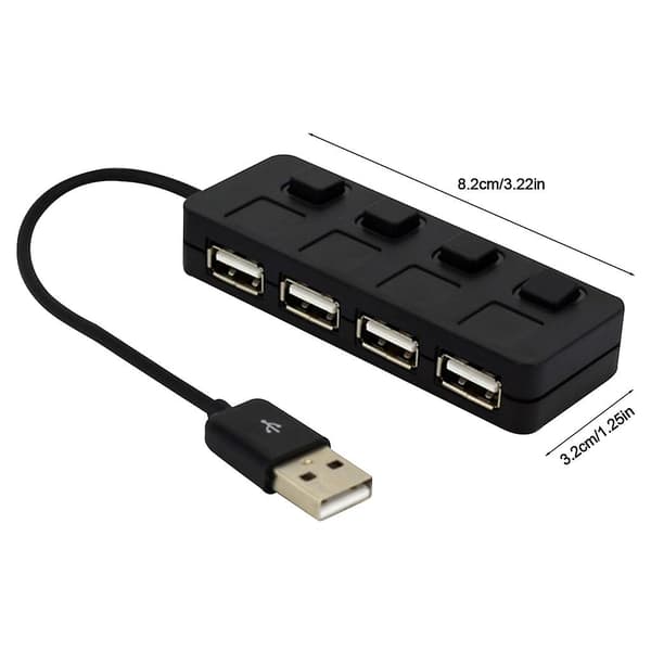 Super Rask Usb2.0 Hub Multi Usb Splitter 4 Ports Utvider 12v Strømadapter {Db} White