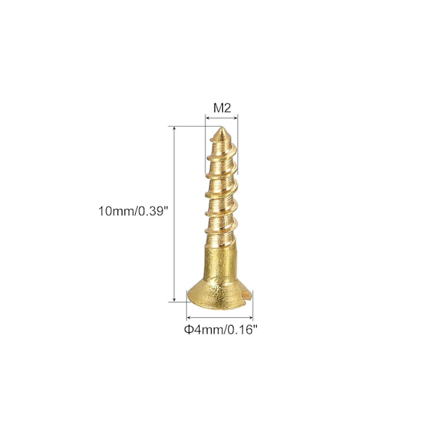 Puuruuvit M2 X 10mm Urattu Litteäkantainen Messinkinen Itsekierteittävät Ruuvit 100 Kpl