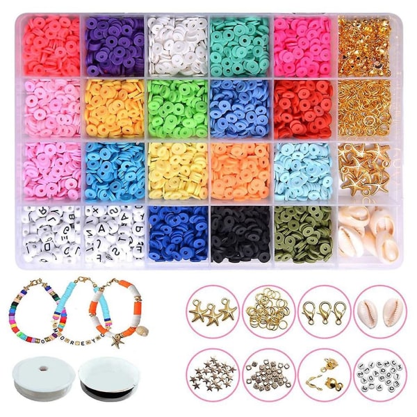 Clay Flat Beads,round Clay Spacer Beads Lerperler til smykkefremstilling Armbånd Halskæde Diy Makin dB as shown