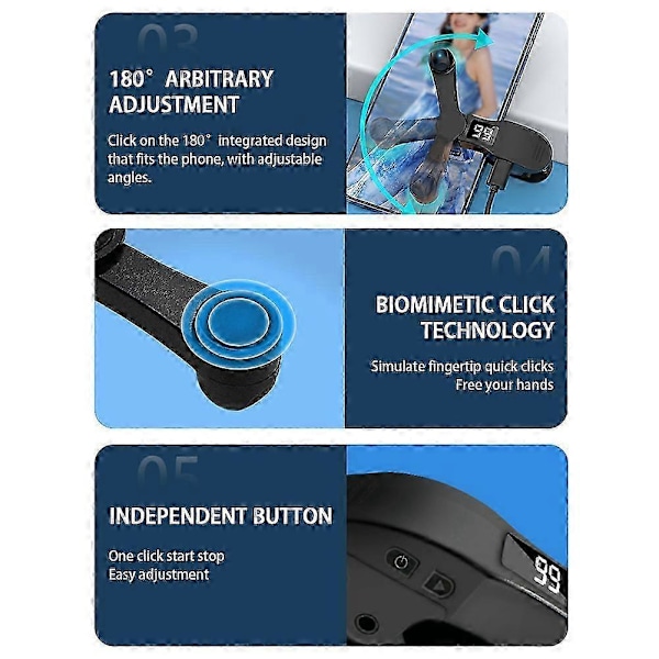 Auto Clicker til Smartphones - Justerbar Hastigheds Clicker Kontinuerligt Klik til Gaming og Live Streaming Likes Belønning [DB] Black B 02