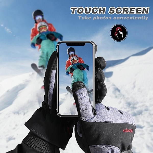 Mænd Ski Handsker Vinter Varme Vindtæt Vandafvisende Touchscreen Fleece Anti-slip Snowboard Snescooter Cykling Ski Handsker Kvinder DB Gray L