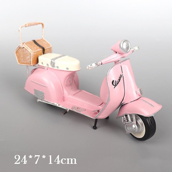 Vespa-skootterimalli Vintage simulaatiomoottoriauto Painevalettu staattinen mallilahja lasten faneille - VÄRI: Vaaleanpunainen