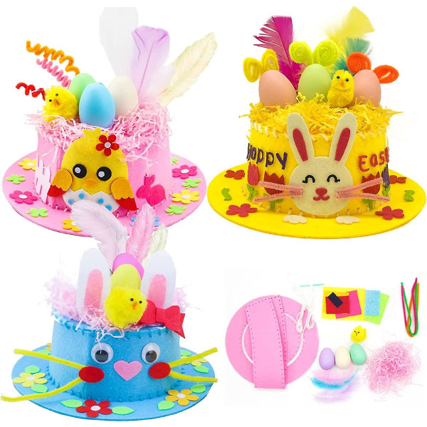 Easter Bonnet Kit, Easter Party Favors-påske Bonnet Hats, Diy Easter Hat, Diy Easter Bonnet Decorations Kit Easter Bonnet Hats Set , Lav din egen Ea