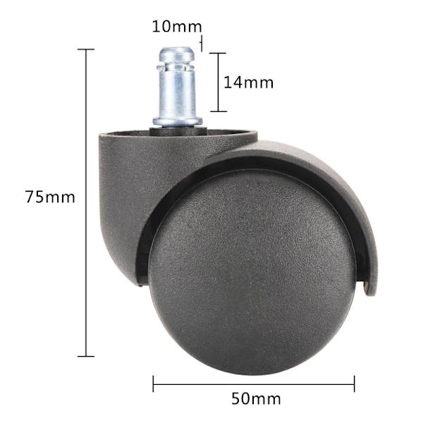 5 stk 10mm polhjul i gummi for kontorstol, erstatning, beskytt tregulv