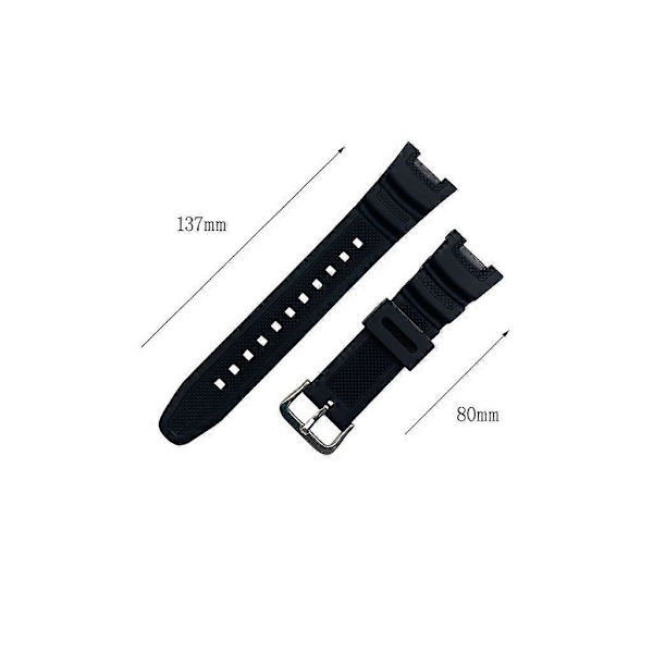 Til C Asio SGW-100 Serie Loop-Justerbart Armbånd Silikone Rem Erstatningsrem [DB] Silver