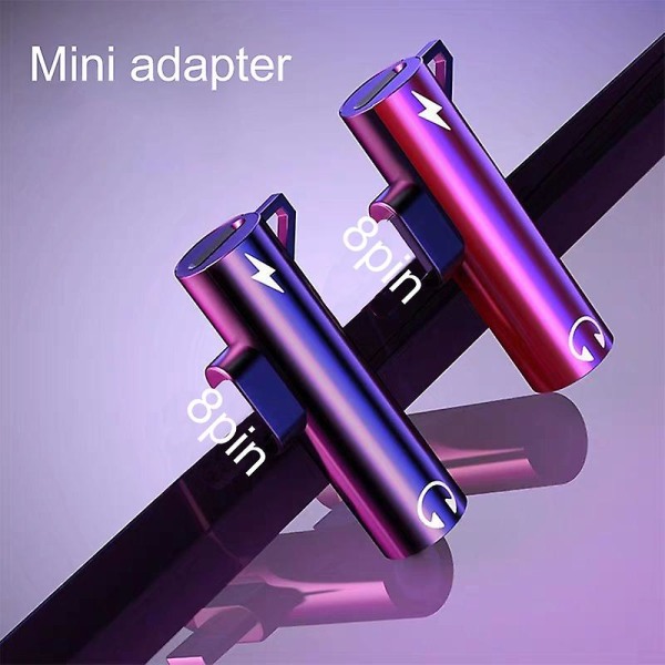 Portable 8pin To 3.5mm 2-in-1 Charging Listening Headphone Adapter Splitter For Apple Jikaix