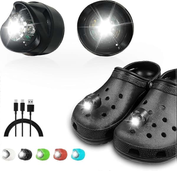 Croc Lys Oppladbare 2 stk. Hodelykter for Barn Gutter Voksne Menn Kvinner Croc Lysende Sjarmtilbehør Hodelykt/Belysningstilbehør [DB] Red