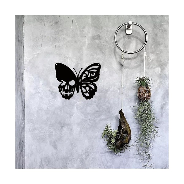 Skull Butterfly Metal Wall Art Decor Seinäripustus Plaatit Ornamentti Rauta Seinä Veistoskyltti Indille