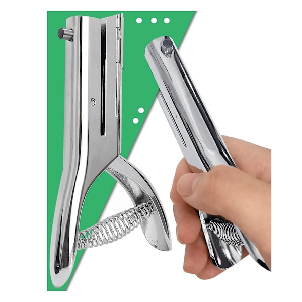 Hålslag 1/8 tum, Hålslag för kraftig användning, Hålslag för papper, Kort, Bärbar handhållen lång, 2 tum räckvidd djup (3 [db] Silver