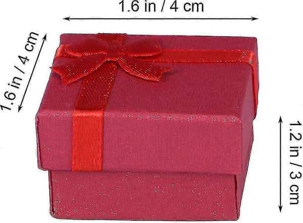 24 st presentaskar för små smycken, 4x4x3 cm presentaskar med lock och rosett[DB]