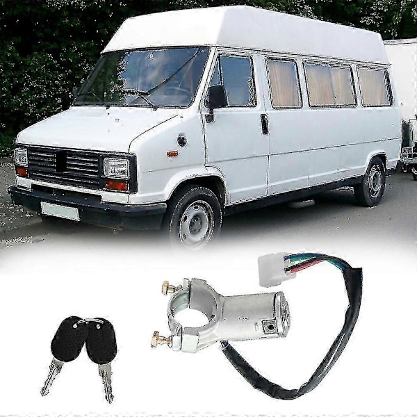 Nya Modeller Tändningslås Cylinder Brytare 4479518 med 2 Nycklar för Fiat Panda Ducato Citroen C25 Peugeot J5 1981-1 [db] Silver  Black