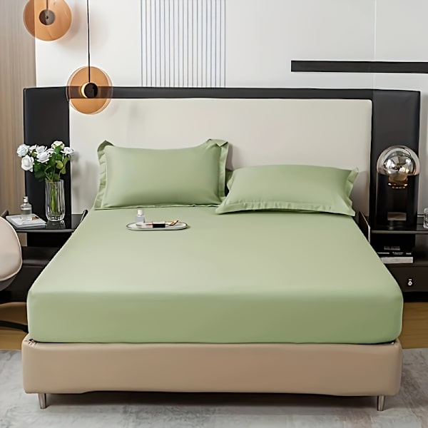 3-delt sengetøysett i ensfarget, mykt, hudvennlig og pustende materiale, for soverom, maskinvaskbart (1*laken + 2*putevar, uten kjerne) [DB] Mint Green 120cm*200cm