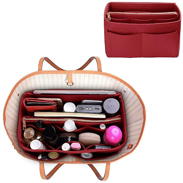 Väska Organizer Insert, Filt Väska Organizer Med Dragkedja, Handväska & Tote Shaper För Speedy Neverfull Tote