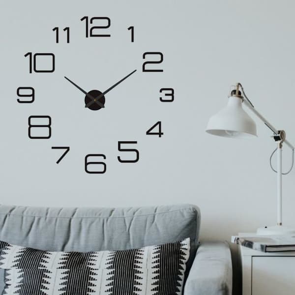 056 Sort 2D 16 tommer (40 cm) 3D Belyst Vægur, Stort Format, Moderne Design, Stueindretning