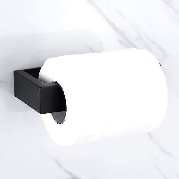 Toiletpapirholder uden boring - 304 rustfrit stål - Selvklæbende - Sort 1 stk.[DB]
