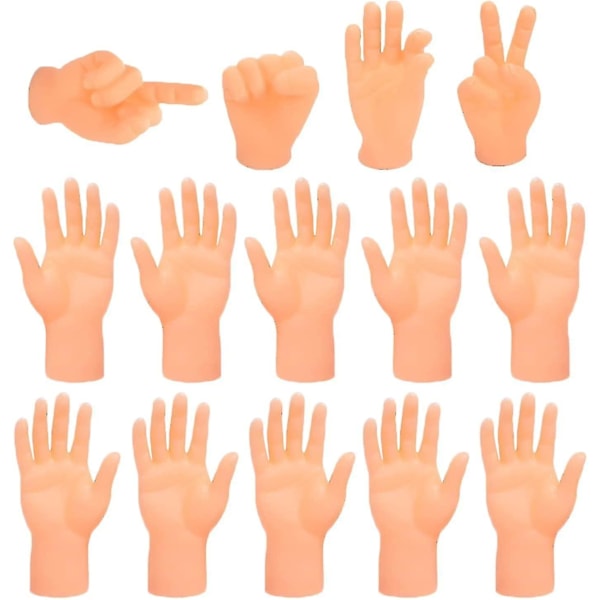 14 pakke små fingerhender, flat håndstil mini hånddukke, morsomme og realistiske små fingerhender for dukketeater, gag-forestilling A db